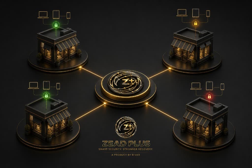 Four retail shops connected through the secure Zead Plus device network